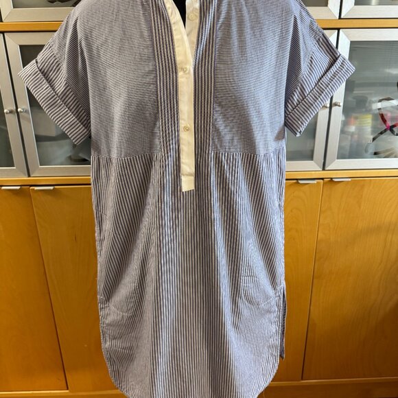 Vince Poplin Blue & White Stripe Shirt Dress Size 6 - Picture 5 of 7